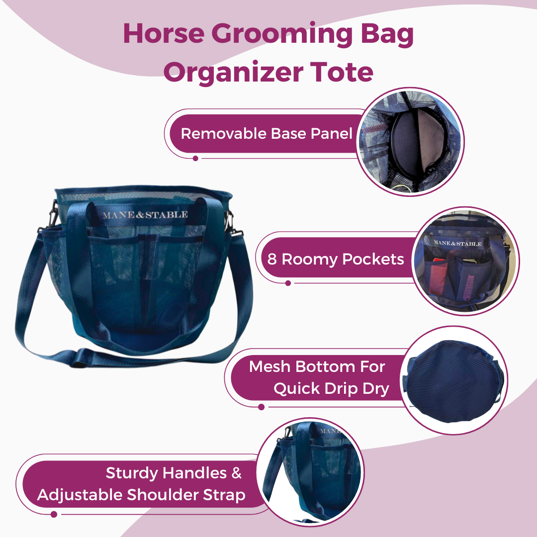 Horse Grooming Tote Bag With Outside Pockets | Royal Blue