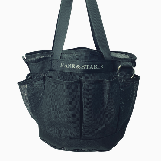 Horse Grooming Tote Bag With Outside Pockets | Black