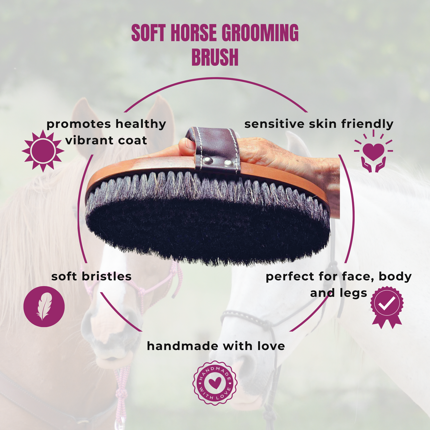 Soft Horse Grooming Brush For Face & Body