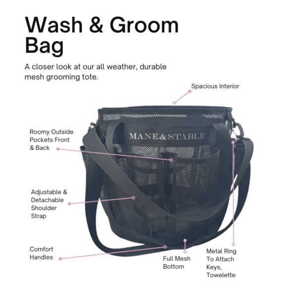 Mane and Stable mesh grooming tote features